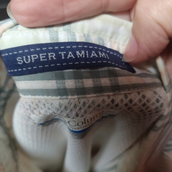 Columbia Men's Plaid Shirt - Green and Cream - Picture 5 of 5